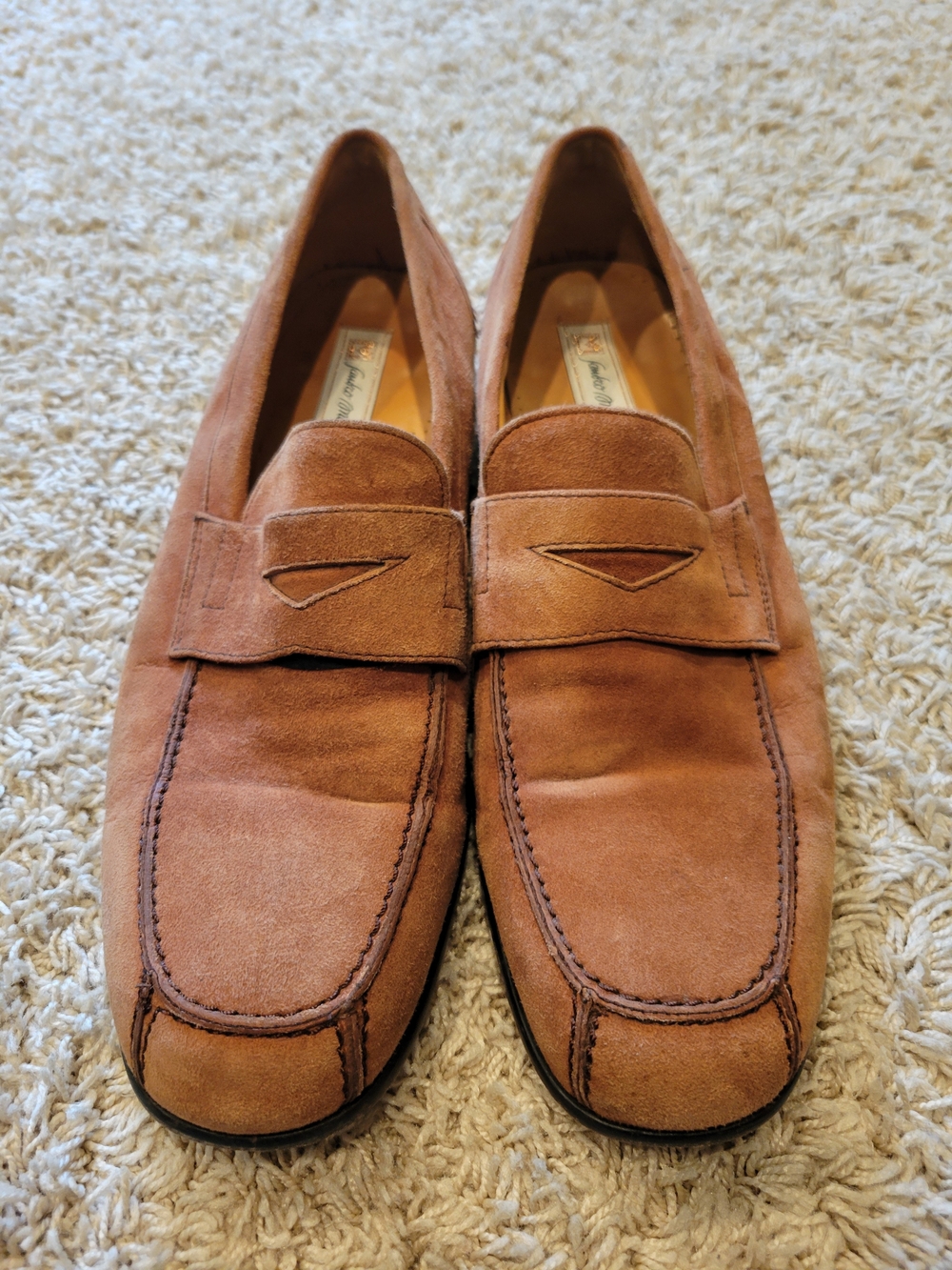 Sandro Moscoloni Men 12 Brown Suede Leather Penny Loafers Made In Spain